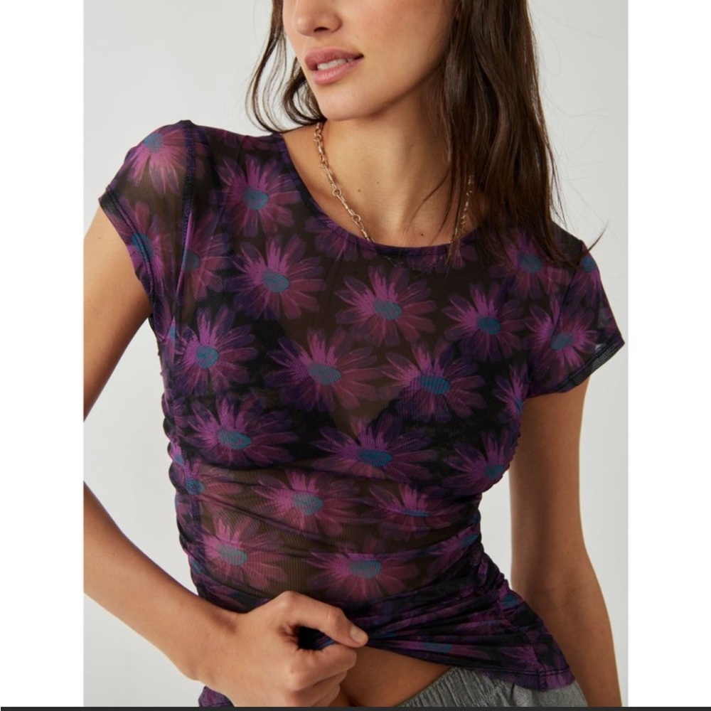 Free People Mesh Flower Tee